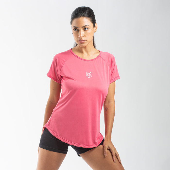 CAMISETA FEMININA DRY FIT LOBO GEOMÉTRICO ROSA